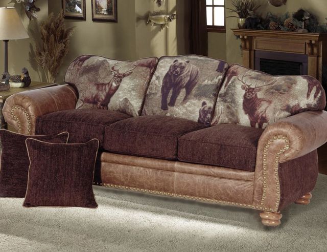 Marshfield Furniture McKinley (Leather) Brown/Dark Red Sofa-0