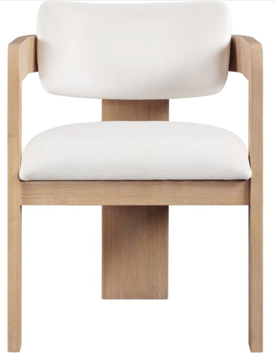Meridian Furniture Sacha Cream/Natural Velvet Upholstered Dining Chair-1