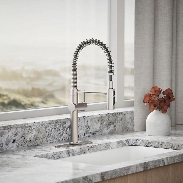 KOHLER® Crue® Vibrant Stainless Semi-Professional Kitchen Sink Faucet with 3-Function Sprayhead-1