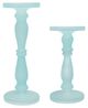A & B Home 2-Piece Frosted Blue Pedestal Glass Candle Holder Set-1