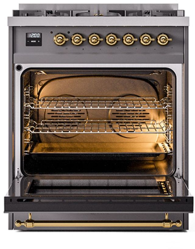 Ilve® Nostalgie II Series 30" Graphite Matte Pro Style Dual Fuel Range-3