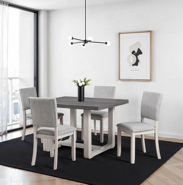 Furniture of America® Sauro 5-Piece Gray Dining Table Set-2