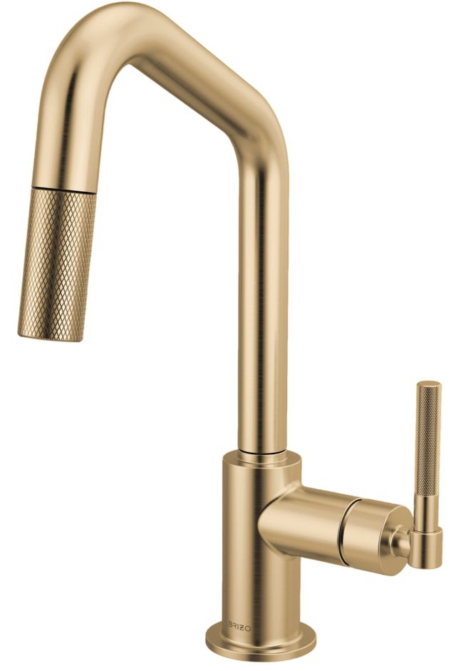 Brizo Litze® Brilliance® Luxe Gold® Pull-Down Prep Faucet with Angle Spout and Knurled Handle-0