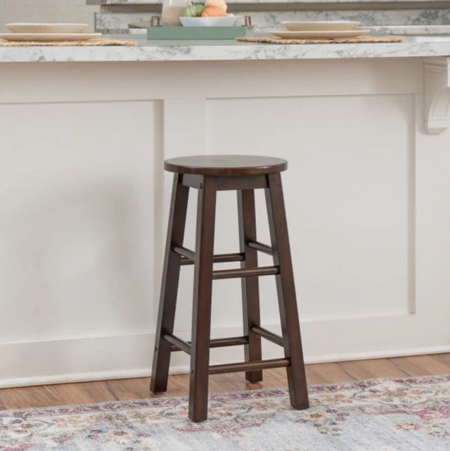 Linon Abby Walnut Round Counter Stool-1