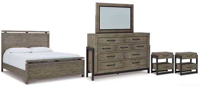 Signature Design by Ashley® Brennagan 5-Piece Gray Queen Panel Bed Set-0