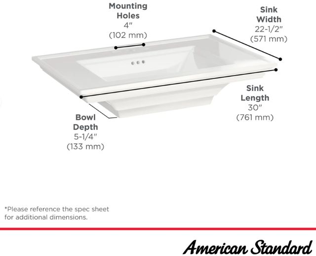 American Standard Town Square® S White 4" Centerset Pedestal Sink Top-4