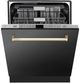 Zline Autograph Edition 24" Black Stainless Steel Third Rack Top Touch Control Tall Tub Built-In Dishwasher with Polished Gold Handle-2