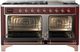 Ilve® Majestic III 60" Burgundy Pro Style Dual Fuel Liquid Propane Range with Solid Door and Copper Trim-4