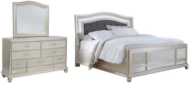 Signature Design by Ashley® Coralayne 3-Piece Silver King Panel Bed Set-0