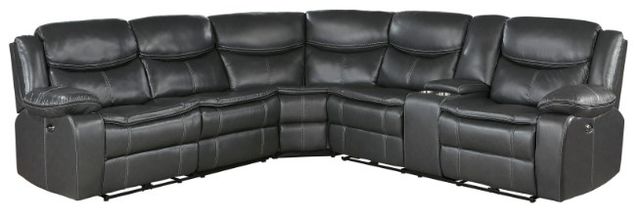 Homelegance® Fargo 3-Piece Dark Gray Curved Power Reclining Sectional with Console-0