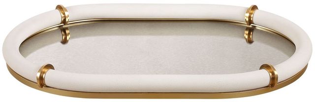 Uttermost® Cyprus Brass/White Oval Tray-3