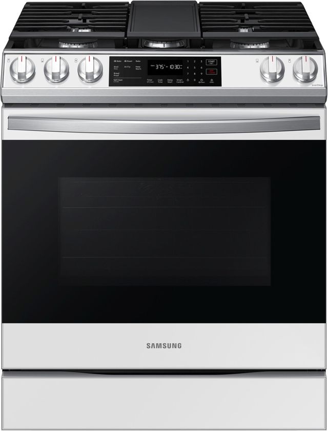 Samsung Bespoke 30" White Glass Slide In Gas Range-0