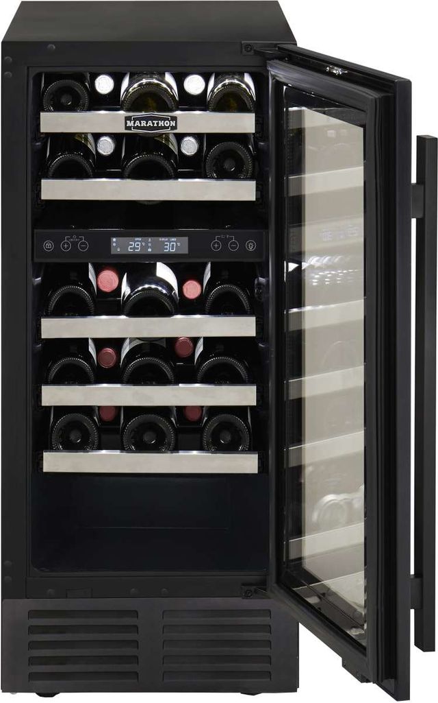 Marathon® 15" Black Stainless Steel Dual Zone Built-In Wine Cooler-4