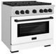 ZLINE Autograph Edition 36" Satin Stainless Steel Pro Style Gas Range with White Matte Door and Matte Black Accents-3