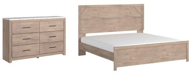 Signature Design by Ashley® Senniberg 2-Piece Light Brown/White King Panel Bed Set-0