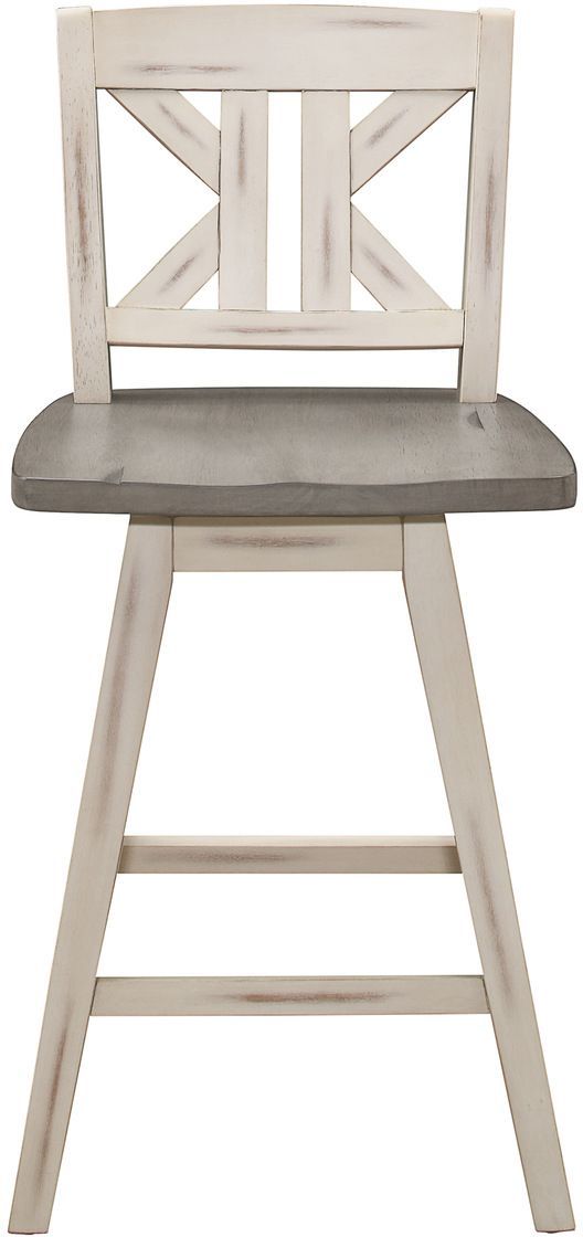 Mazin Furniture Amsonia Distressed Gray/White Gray Swivel Bar Chair-1