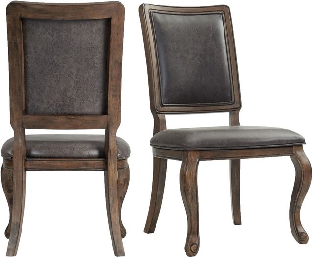 Elements International Gramercy Gray/Walnut Rectangle Back Dining Side Chair-3