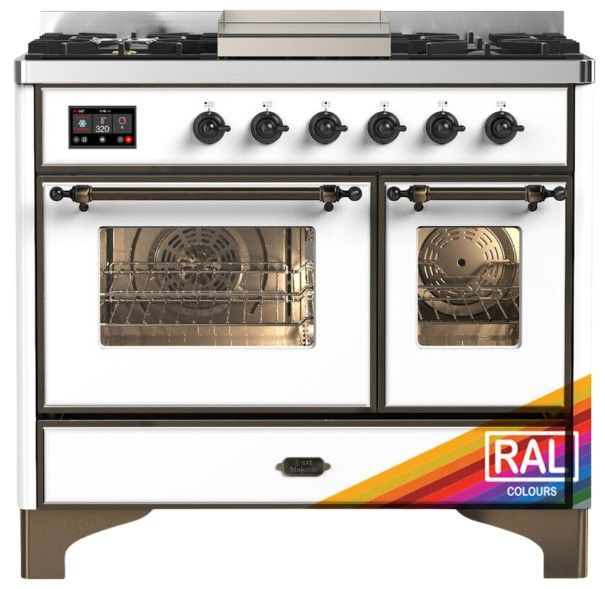 Ilve® Majestic III 40" Custom Pro Style Dual Fuel Liquid Propane Range with Triple Glass Door and Burnished Trim-0