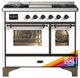 Ilve® Majestic III 40" Custom Pro Style Dual Fuel Liquid Propane Range with Triple Glass Door and Burnished Trim-0
