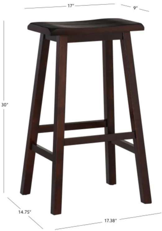 Linon Saddle Dark Brown Stool-2