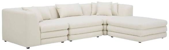 Moe's Home Collection Lowtide Lounge 4-Piece Warm White Modular Sectional and Ottoman-0