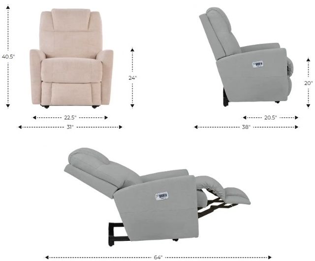 La-Z-Boy® Sparrow Dove Gray Leather Power Wall Recliner with Headrest and Lumbar-2