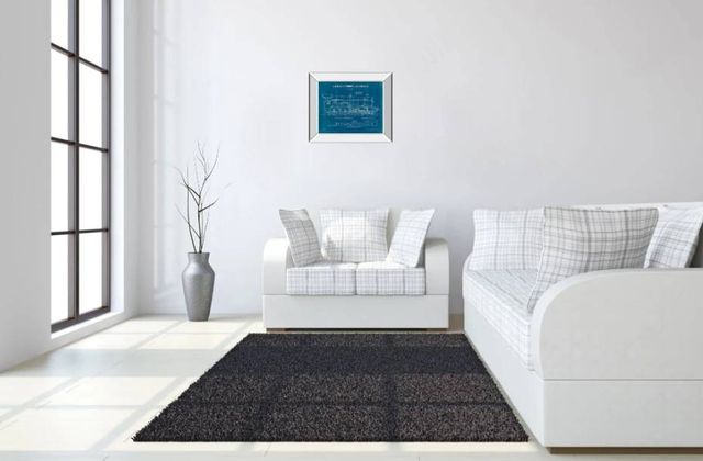 Classy Art Locomotive Blueprint I by Wild Apple Portfolio Mirrored Frame Wall Art-2