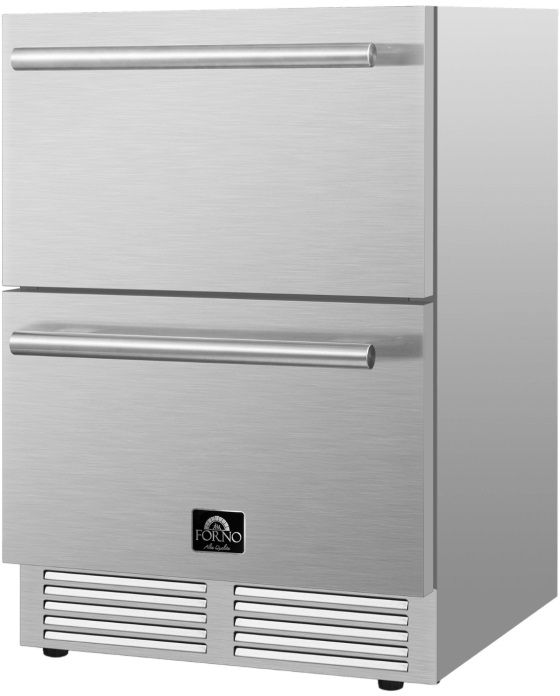 FORNO® Como 24 in. 4.9 Cu. Ft. Stainless Steel Indoor/Outdoor Drawer Refrigerator-2