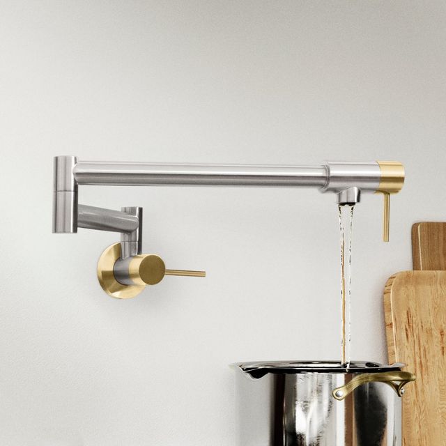 ZLINE Autograph Edition Brushed Nickel/Champagne Bronze Gemini Pot Filler-4