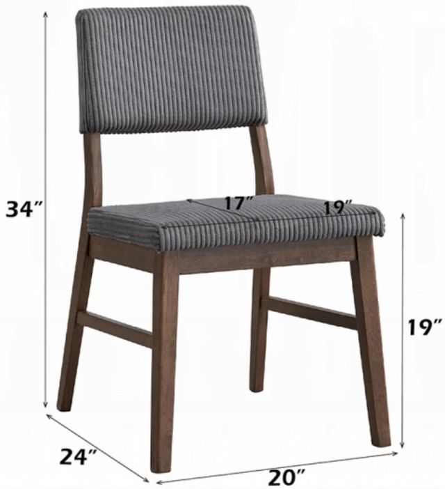 ACME Furniture Seda 2-Piece Gray/Walnut Upholstered Dining Side Chair Set-2