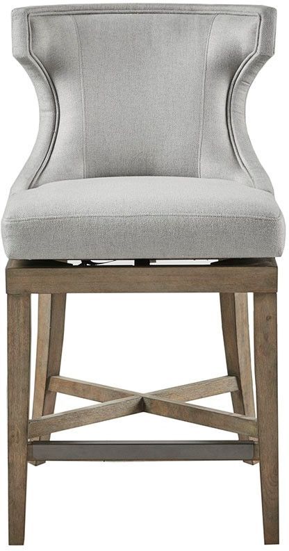 Olliix by Madison Park Light Grey Carson Counter Stool with Swivel Seat-1