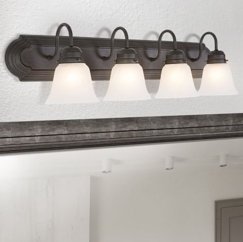 YHD Dark Brown/White 4-Light Incandescent Bathroom Vanity Lighting-1