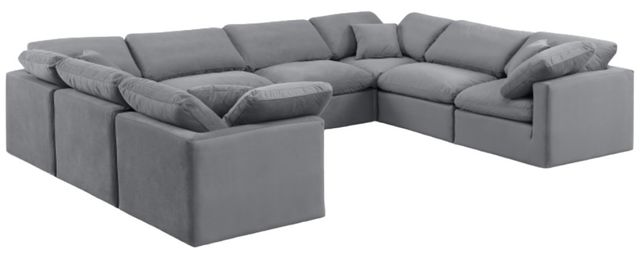 Meridian Furniture Indulge 8-Piece Gray Velvet Sectional -0
