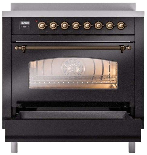 Ilve® Nostalgie II Series 36" Glossy Black Pro Style Induction Range-2
