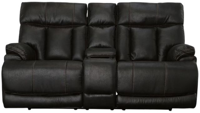 Flexsteel® Clive Peppercorn Black Power Reclining Loveseat with Console and Power Headrests and Lumbar-1