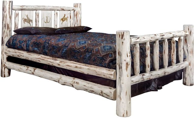 Montana Woodworks® Montana Collection Ready to Finish California King Bed with Laser Engraved Bronc Design-0