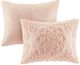 Olliix by Madison Park Blush Full/Queen Laetitia Tufted Cotton Chenille Medallion Duvet Cover Set-3