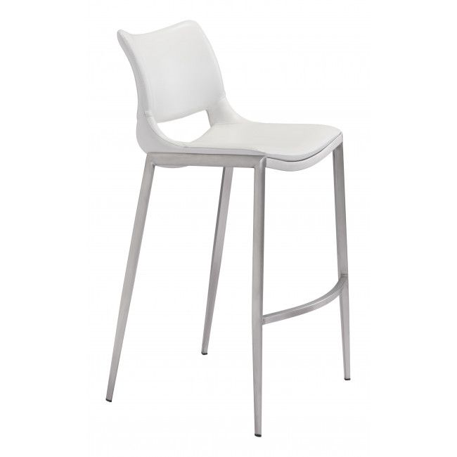 Zuo® Modern Ace White/Silver Bar Chair