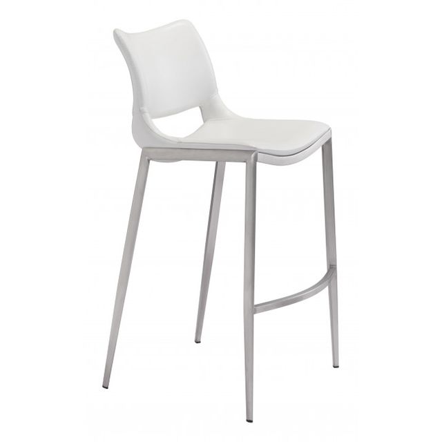Zuo® Modern Ace White/Silver Bar Chair-0
