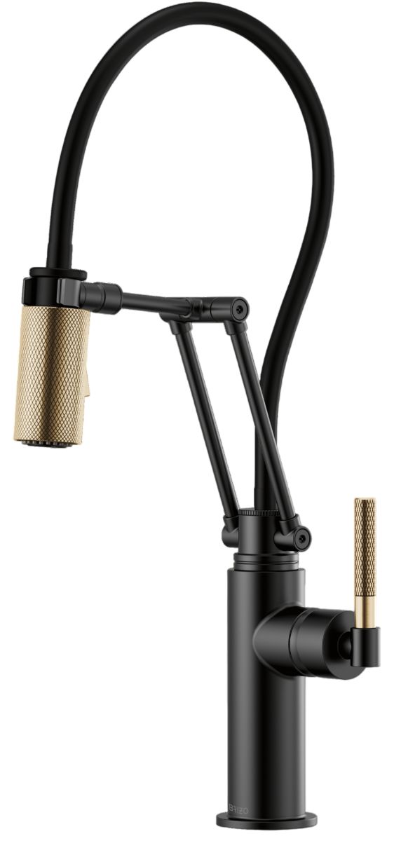 Brizo Litze® Brilliance® Luxe Gold®/Matte Black Articulating Faucet with Knurled Handle-0