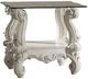ACME Furniture Versailles Clear Glass Top End Table with Bone White Base-0
