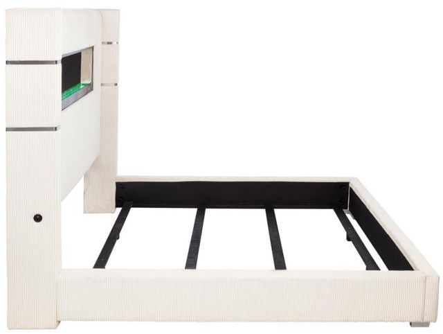 Coaster® Tisdall Cream Eastern King Upholstered Panel Bed with Flame Visualizer-3