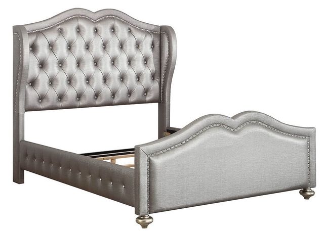 Coaster® Belmont Metallic Platinum King Upholstered Bed-1