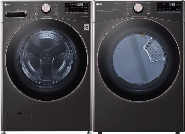 LG Black Stainless Steel Front Load Washer & Gas Dryer Laundry Pair-0