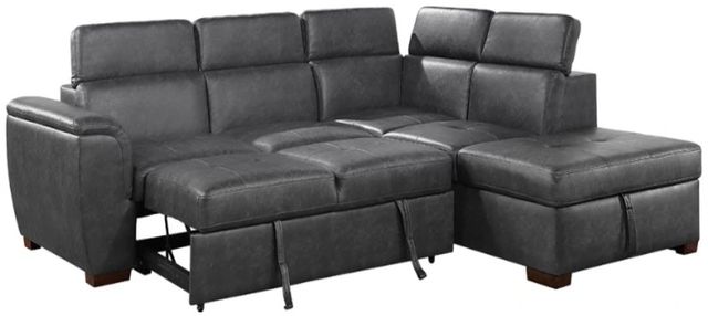 Homelegance® Barre 2-Piece Gray L-Shape Sectional and Chaise with Pull-Out Bed and Hidden Storage-0