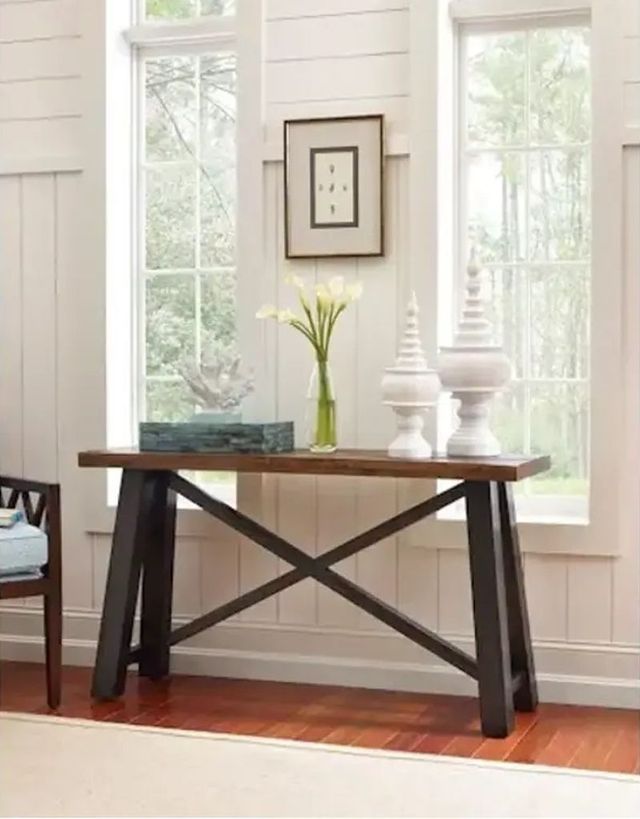 Kincaid® Modern Classics Brown Crossfit Sofa Table with Black Base-1