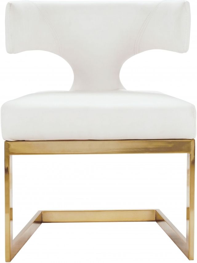 Meridian Furniture Alexandra White/Gold Faux Leather Dining Chair-2