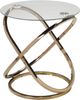 Brassex Inc. Glass Top Accent Table with Rose Gold Base-0