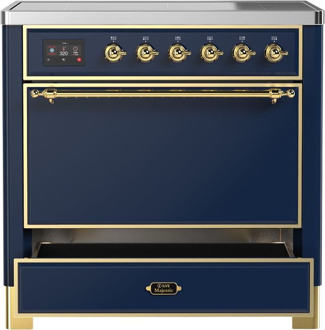 Ilve® Majestic III 36" Midnight Blue Pro Style Induction Range with Solid Door and Copper Trim-2