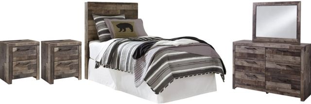 Benchcraft® Derekson 5-Piece Multi Gray Twin Panel Headboard Bedroom Set-0